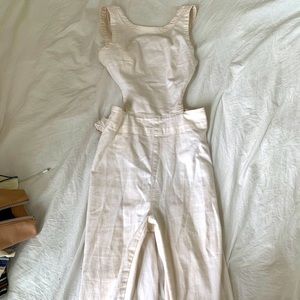 Open back white jumpsuit